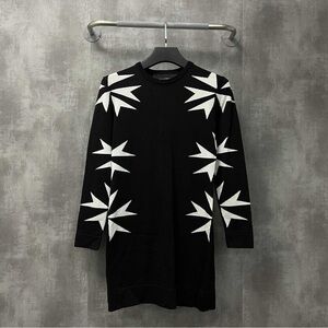 🧨steal Authentic Neil Barrett Black Sweater Dress with White Star Pattern
